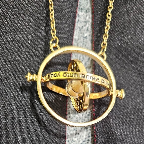 Harry Potter Hermione Girls Costume Dress Robe Time Turner Necklace Kids LG - Picture 4 of 8